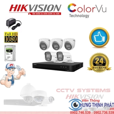 TRỌN BỘ 5 CAMERA QUAN SÁT HIKVISION FULL COLOR 2.0 MPX